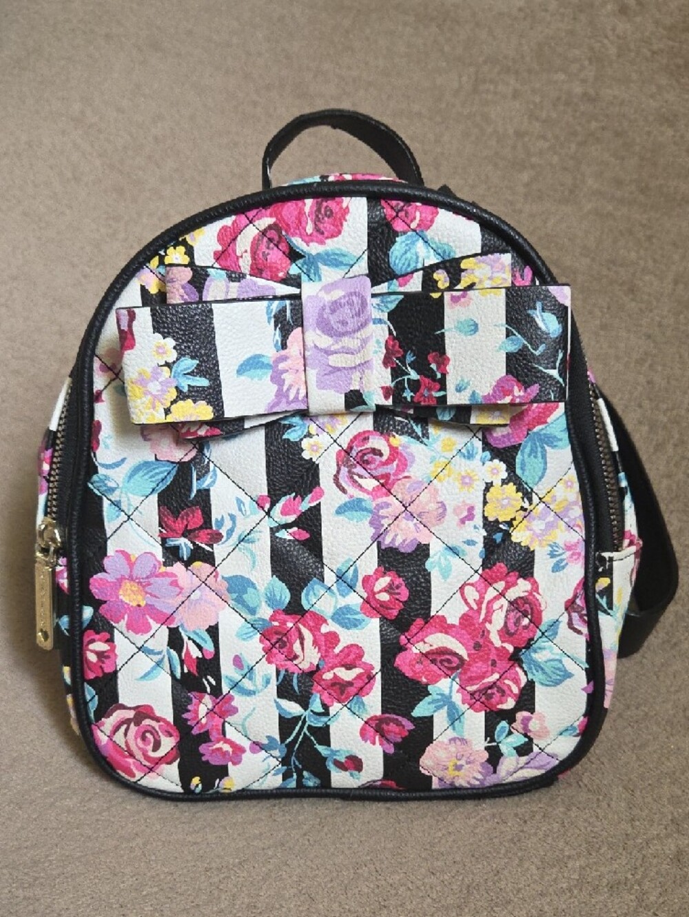Betsey Johnson quilted Floral Bow Backpack